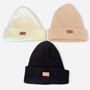 Cozy Beanie Set - Cream, Tan, and Black